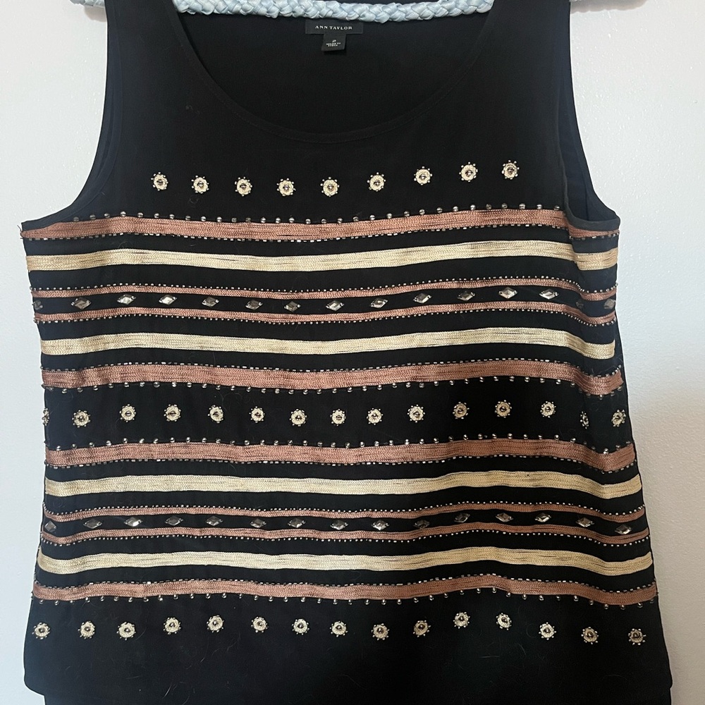 Ann Taylor Hand Embroidered Women's Sleeveless Boho Top